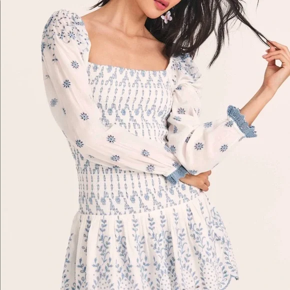 🤍RARE LOVESHACKFANCY LIKE NEW EMBROIDERED EYELET MINI DRESS🤍 - Picture 6 of 16